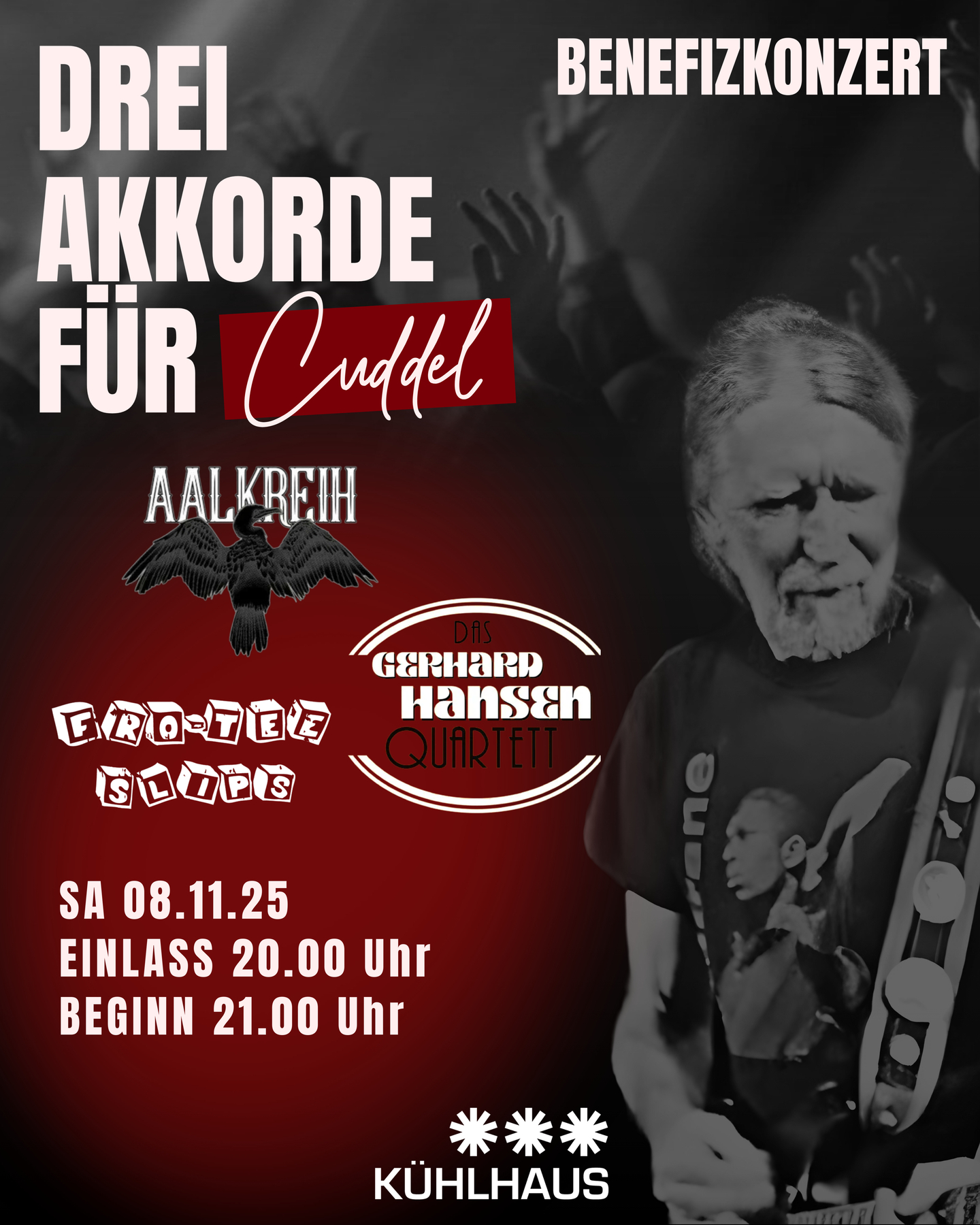 Flyer für das Drei Akkorde für Cuddel Benefizkonzert
